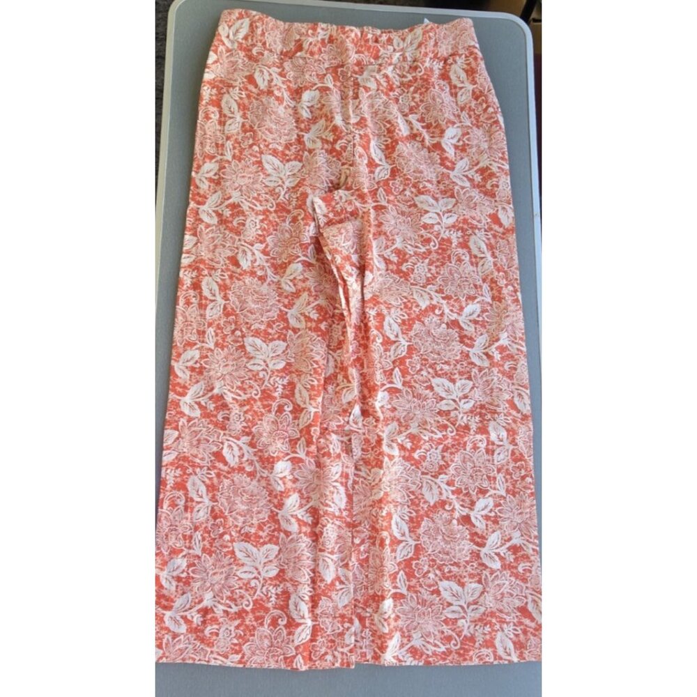 NATURALS D&CO Linen blend Elastic Waist Cropped Boho Pants Size Medium Pull On